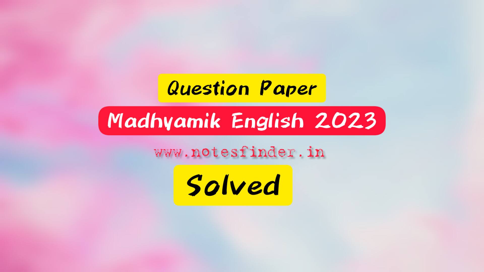 Madhyamik English 2023 Question Paper