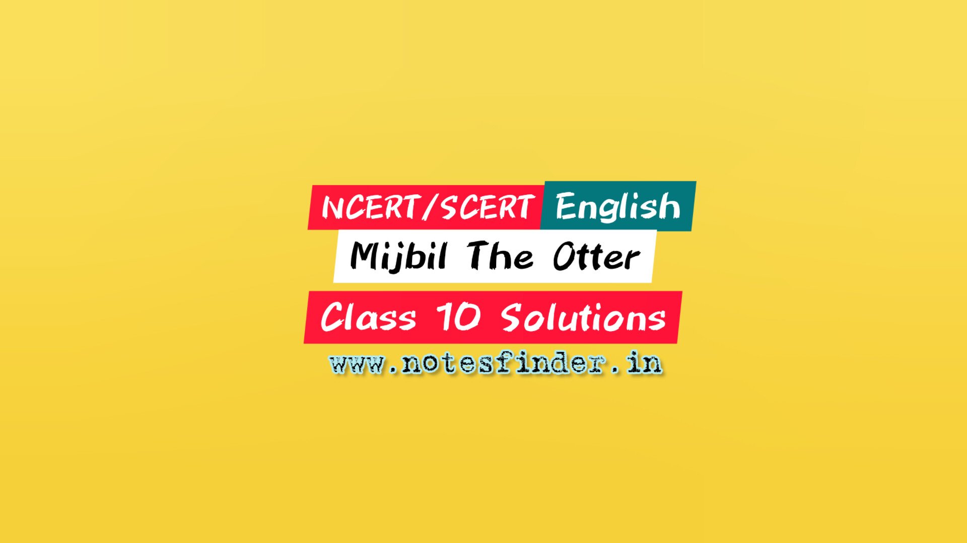 Chapter 8 Mijbil the Otter NCERT Solutions for Class 10 English First Flight